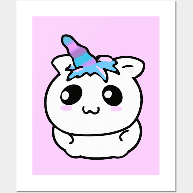 Bubblegum Happy Unicornia Ball; Pink Unicorn; From: Unicornia Ball Collection Wall Art by ReyLV